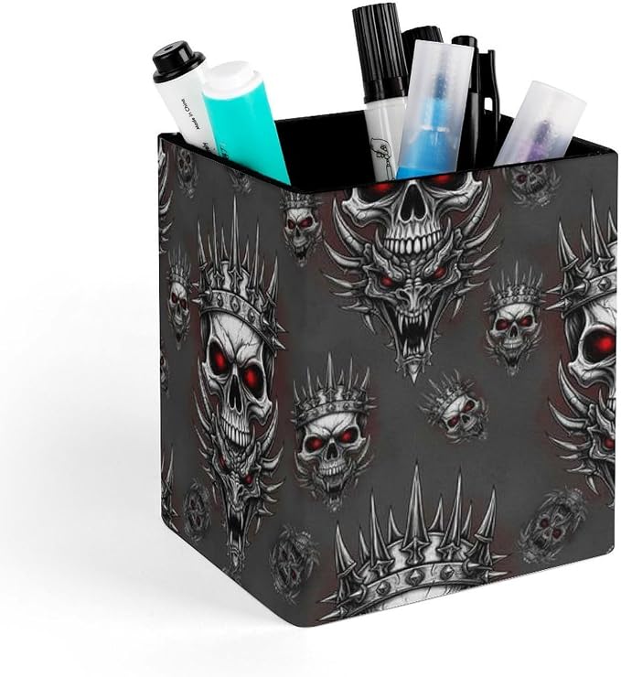 Men's Fashion Pencil Pen Holder Cup, Waterproof Office Supplies, Waterproof Multifunctional Office Supplies King Cool Skull Dragon Tattoo Art