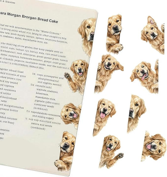 Golden Retriever Gifts for Women - Golden Retriever Magnetic Bookmarks 8PCS, Cute Dog Page Markers with Peek Design, Gifts for Dog Lovers Women, Book Accessories for Readers & Planners