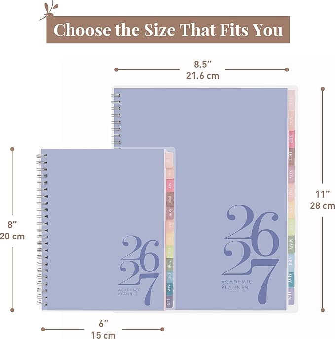 Rileys Academic Planner 2026-2027, Daily, Weekly & Monthly Planner, July 2026 - June 2027, Student Notes Pages, Twin-Wire Binding, Weekly Agenda for School & Work (8.5 x 11-Inches, Classic, Blue)