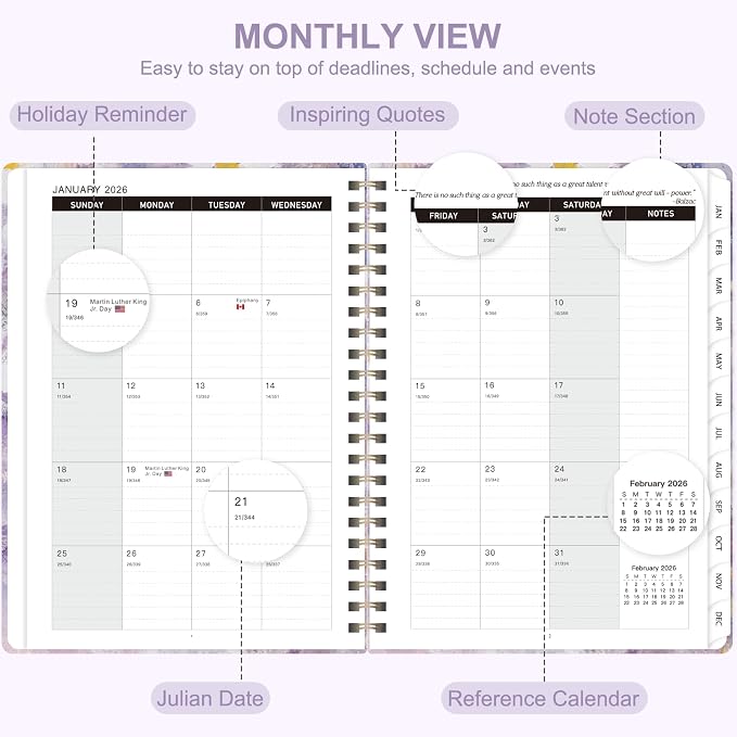 2026 Planner, Weekly and Monthly Calendar Planner Agenda, Jan 2026 - Dec 2026, Planning Academic Book, Office Desk Accessories and School Supplies - A5 (6.3'' x 8.5'')