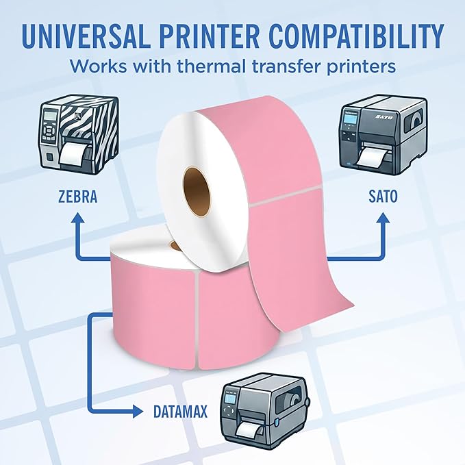 4" X 6" Direct Thermal Shipping Labels | Pink | 1" Cores w/Perfs Easy Tear | Made in USA | Printing Label | 250 Labels | 250 Labels per Roll | 1 Rolls | Blank Labels