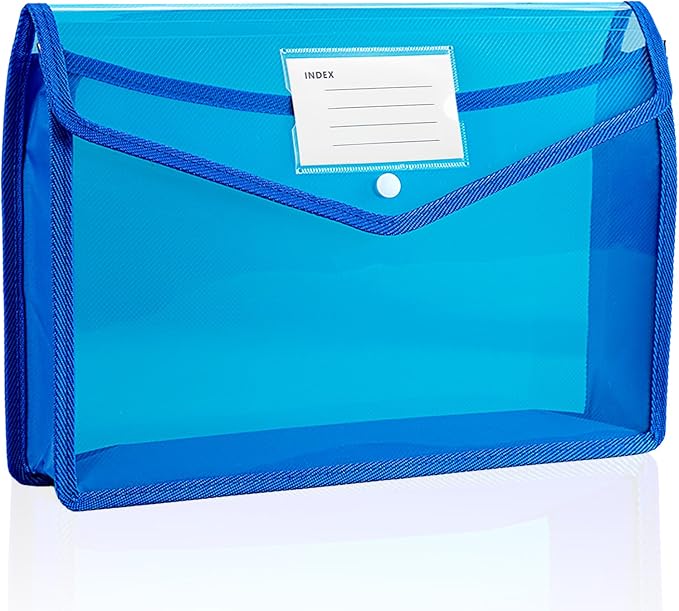 Plastic Expanding File Folder, Folders for Documents, Transparent Envelopes with Elastic Closure, File Folder Organizer Holder, Large Capacity, Fit Letter/A4 Size (Blue-1Pcs)