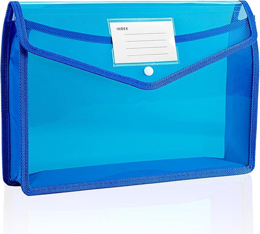 Plastic Expanding File Folder, Folders for Documents, Transparent Envelopes with Elastic Closure, File Folder Organizer Holder, Large Capacity, Fit Letter/A4 Size (Blue-1Pcs)