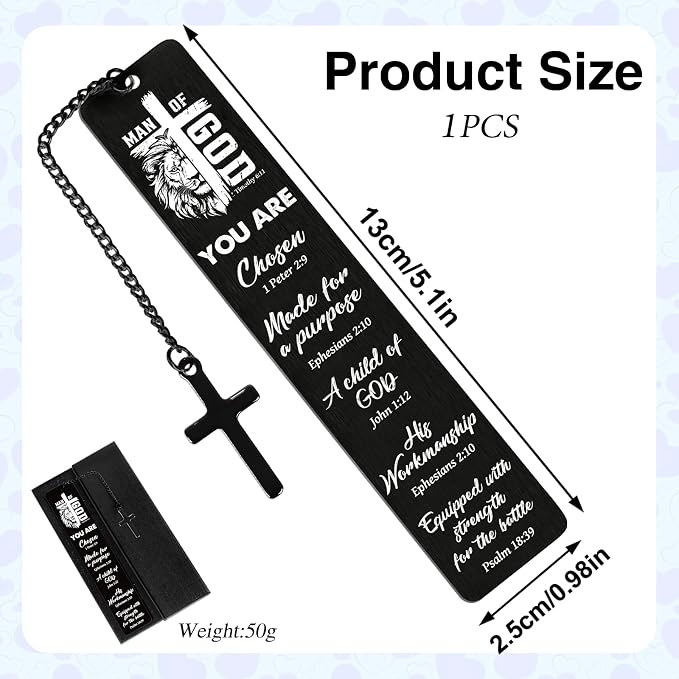 Inspirational Christian Bookmarks Gifts - Man of God Bible Verse Bookmark, Scripture Faith Book Marks for Friends, Religious Thanksgiving Christmas Birthday Gifts for Book Lovers
