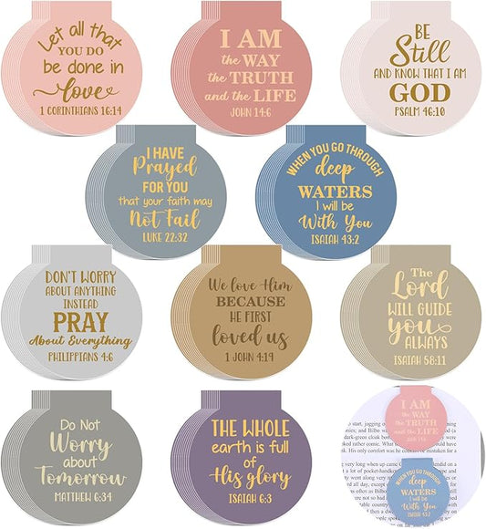 AmazingSpark 100 Pcs Bible Verse Magnetic Bookmarks Bulk Christian Magnet Book Marker Clips Religious Gifts for Reading Book Lover Office Classroom Awards (Pastel)