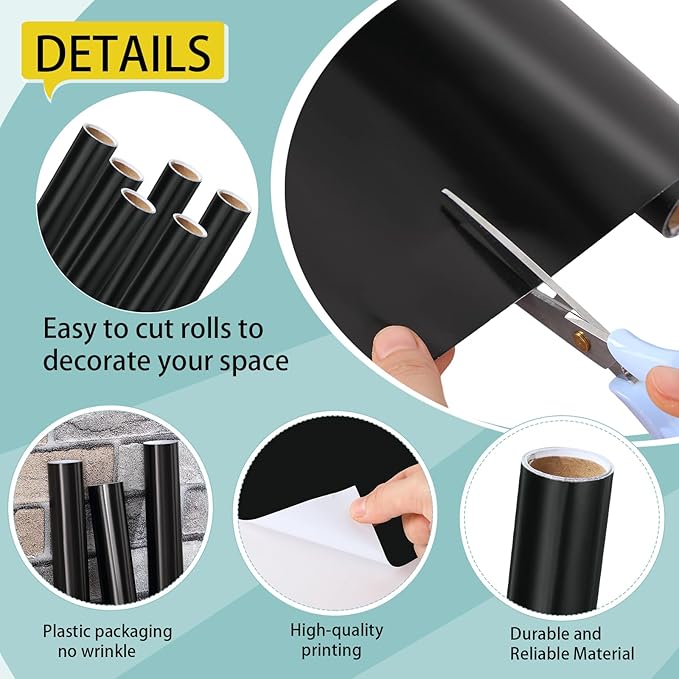 Skyygemm 6 Rolls Bulletin Board Paper Fade Resistant Colored Bulletin Board Paper Roll Bulk for Art Decor Drawing Craft Painting(4 x 8 ft,Black)