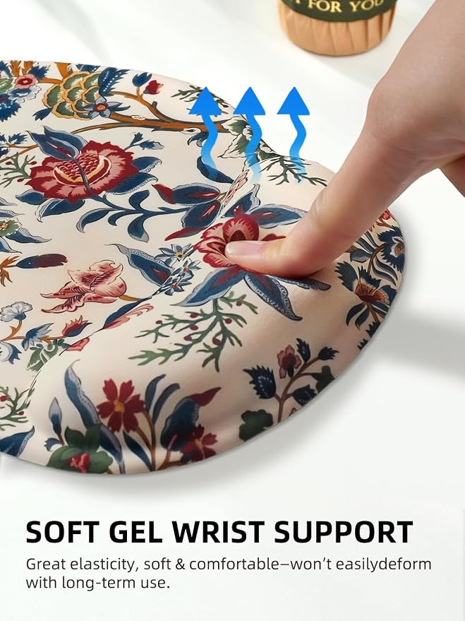 Lily Floral Mouse Pad Wrist Support Wrist Rest, Flower Ergonomic Mouse Pad with Non-Slip Base for Office Gaming Working Computers,Desk Accessories Pain Relief Mouse Mat, Retro