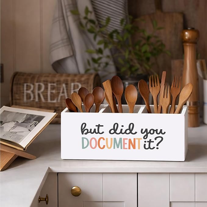 Funny Office Desk Organizer Wooden Pen Pencil Holder for Desk, 3 Compartments, But Did You Document It Desk Decor, Funny Coworker Gifts for Women Men Home Office Storage