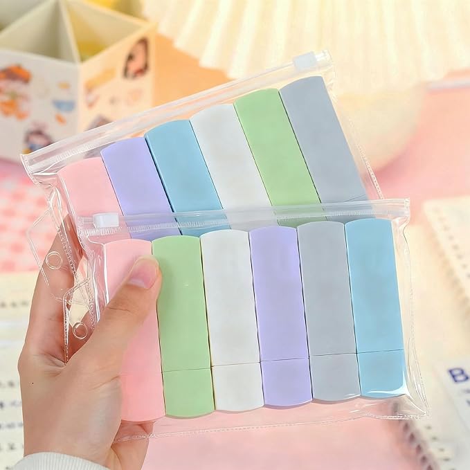 12 Pack Correction Tape,Cute White Out Tape, Store in Transparent Pouch,Easy To Use Applicator for Instant Corrections for Office and School