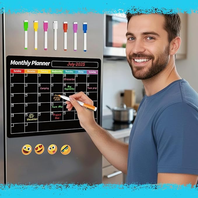 3 Pack Dry Erase Magnetic Calendar for Refrigerator - Monthly & Weekly & Daily Planner Magnet Board for Fridge Wall - Shopping, Meal/Menu, to Do List, Family Schedule Planning Board, Magnetic Planner