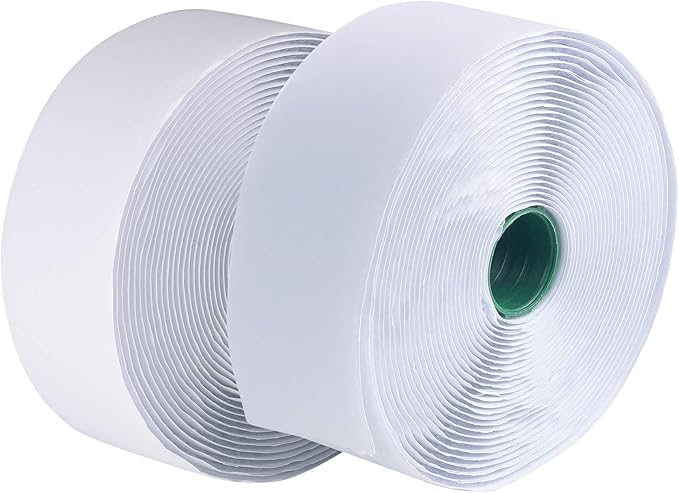 LLPT Hook and Loop Tape 2 Inch x 23 Feet Each Roll Heavy Duty Adhesive Industrial Strength Hook Loop Strip Mounting Tape for Indoor and Outdoor White (HTW230)