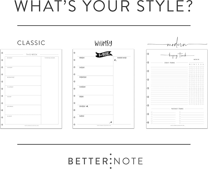 BetterNote Skinny To Do List Refills for Discbound Notebooks, Half Sheet Checklist, Fits Levenger Circa, Staples Arc, TUL, The Happy Planner, Disc Bound, Talia (Modern- 50 Sheets, 8-Disc, 5.5"x8.5")