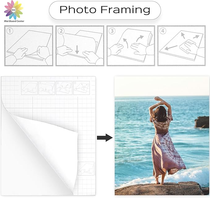 Mat Board Center, Pack of 10, 13x19 Self Adhesive Foam Board for Picture and Poster Mounting, Lightweight White Color Foam Board for Crafts, Artworks, 3/16 inches Thick