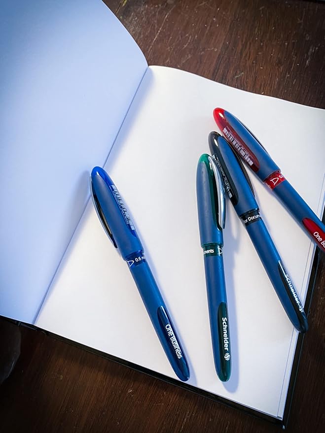 Schneider One Business Rollerball Pen, 0.6 mm Ultra-Smooth Tip, Blue Barrel, Blue Ink, Blister Pack of 2 Pen (78303)