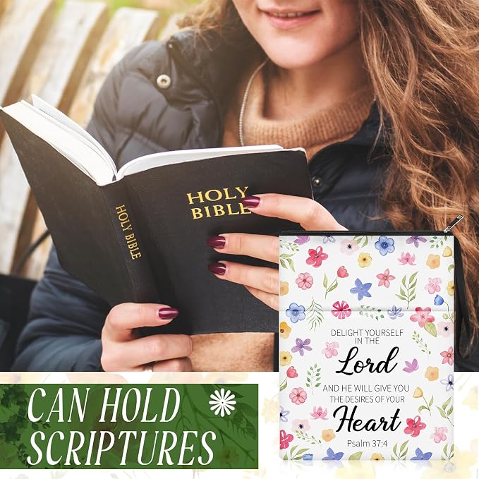 MotiMind 8 Pcs Bible Book Covers with Zipper for Christian Gifts 11 x 8.7 Inch Book Covers Gifts Bulk for Women Bookworm Christian Religious Church Bible Study
