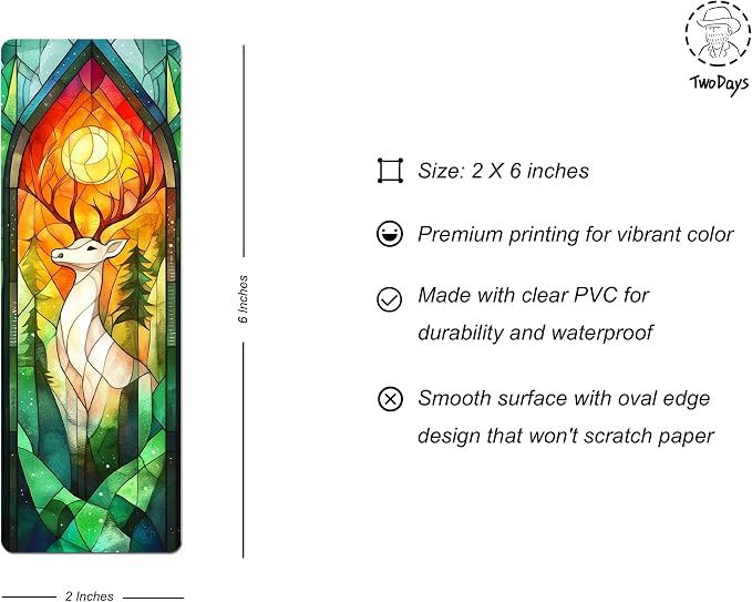 TwoDays Fantasy Stained Glass Art Transparent PVC Bookmarks, Dark Romance Merch for Readers, Romantasy Inspired Bookish Gifts for Book Lovers Booktok, Book Accessories (Set of 3, 6'' x 2'')