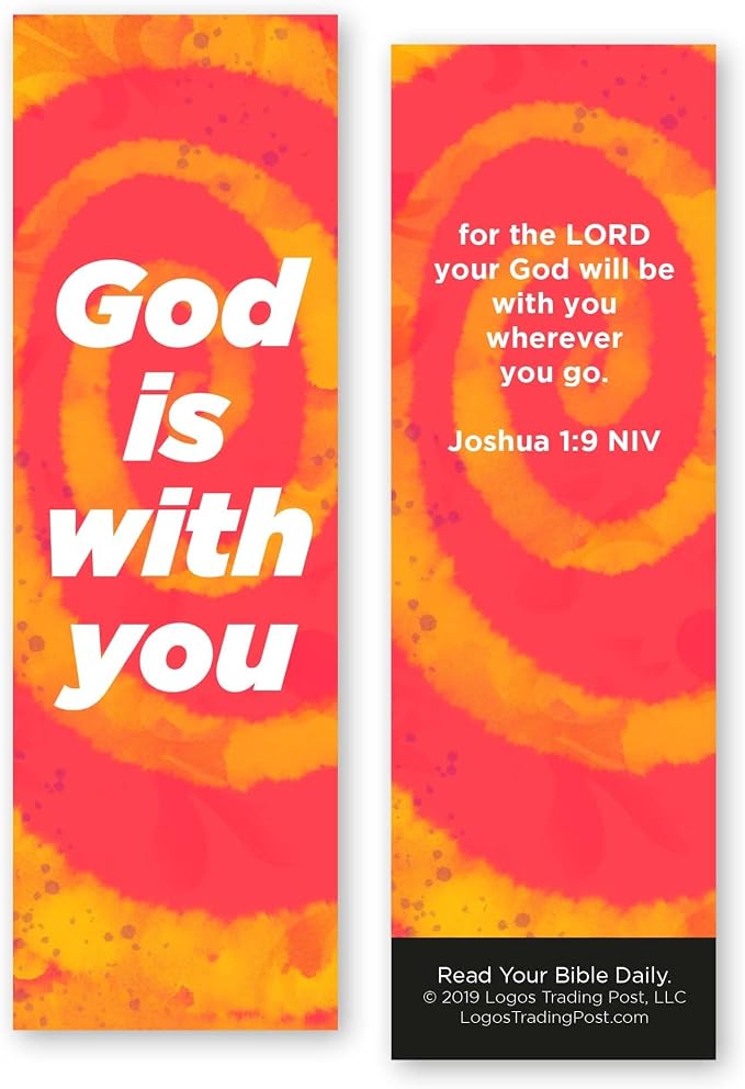 God is with You, Joshua 1:9, Bulk Pack of 25 Christian Bookmarks for Kids, Childrens Bible Verse Book Markers, Sunday School Prizes with Memory Verses, Scripture Gifts for Kids & Youth