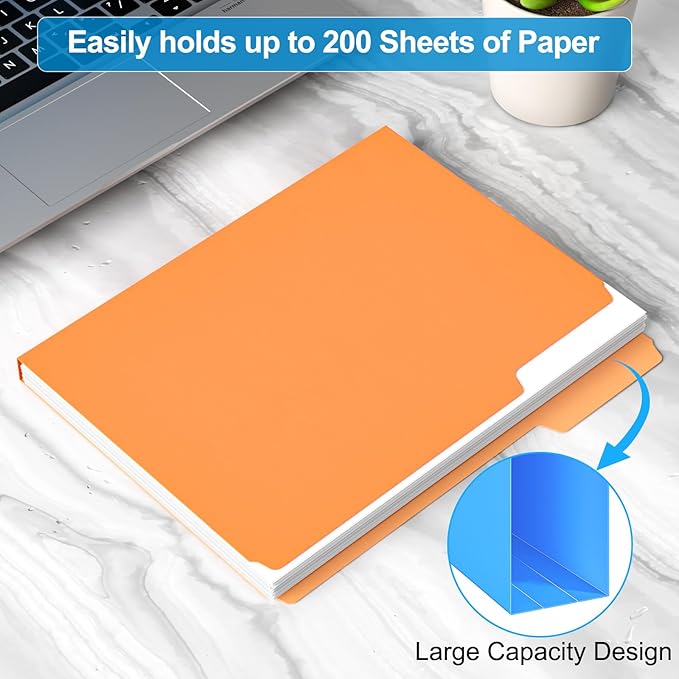 HABGP 120 Pcs Manilla Folders 8.5 x 11 Inch, 1/3-Cut Tab Colored File Folders Letter Size, Paper Folders Aesthetic, School Business Office Manila File Folders for Documents (Morandi)