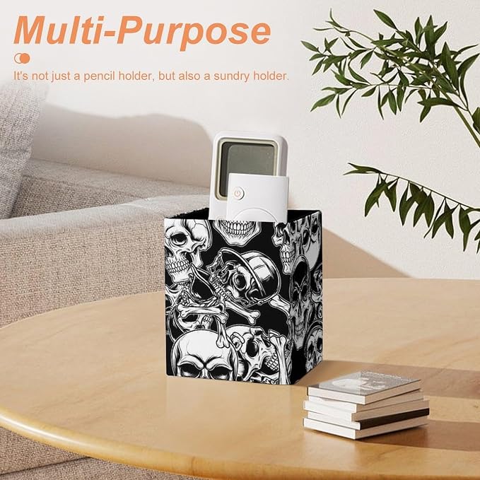 Fashion Pencil Pen Holder Cup, Waterproof Office Supplies, Waterproof Multifunctional Office Supplies Cool Funny Goth Skulls Art