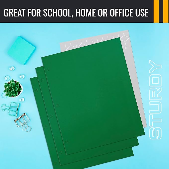 Better Office Products Two Pocket Portfolio Folders, 50-Pack, Green, Letter Size Paper Folders, 50 Pieces, Green, Paper folders with Pockets