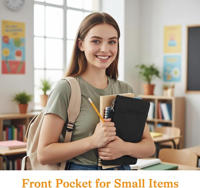 Book Sleeve Pouch, Black Polyester Book Protector, Books Sleeve with Zipper, for Paperback and Hardcover Books, a Gift for Book's Lovers