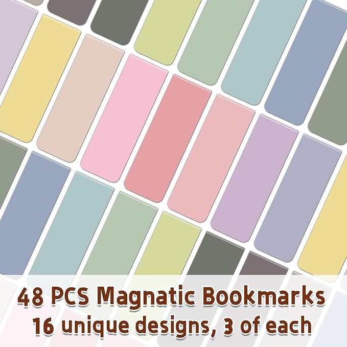 Sondeng 48Pack Magnetic Bookmarks for Reading Women Men Teacher Book Lovers Gifts, Morandi Bookmarks Bulk Personalized Bookmark Magnet Bookmark Clips Cute Pretty Funny Book Markers