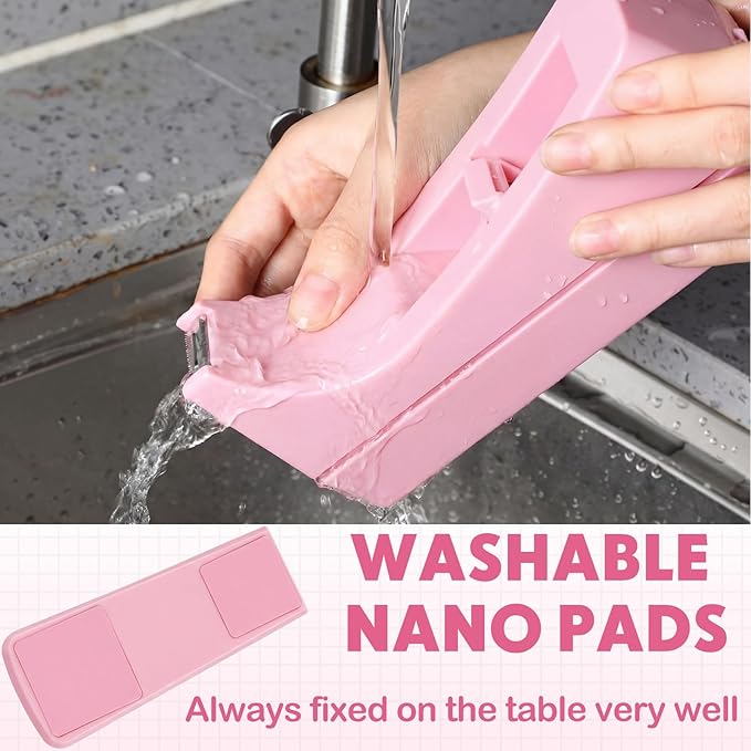 Yahenda 10 Pack Pink Desktop Tape Dispenser Non Skid Base with 0.7 x 985 Inches Invisible Tape Refills Bulk Weighted Roll Dispenser for Office Home School