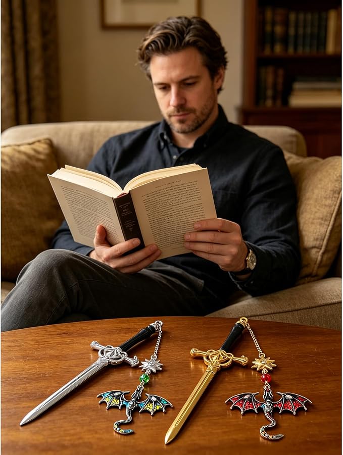 Letter Opener Envelope Slitter Mail Opener Tool Fourth Wing Fantasy Dragon Sword Bookmark, Inspirational Bookmarks for Book Lovers, Bookworm Reader School Office Supplies Gift Red Dragon