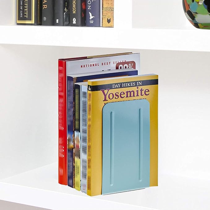 Acrimet Bookends for Shelves, Non-Skid Book Holder, Heavy Duty Book Stopper, Steel Metal Book Ends Storage for Home, Library, 6 7/8" H x 4" W x 4 1/2" D (Green) (1 Pair / 2 Pieces)
