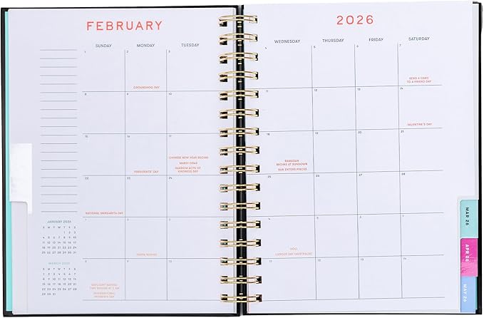 ban.do 12-Month Medium Daily and Weekly Planner Dated January 2026 - December 2026, Hard Cover Self Care Journal, Spiral Agenda with Monthly Calendar, Stickers, Art & Bonus Pages (A Joy to Be Around)