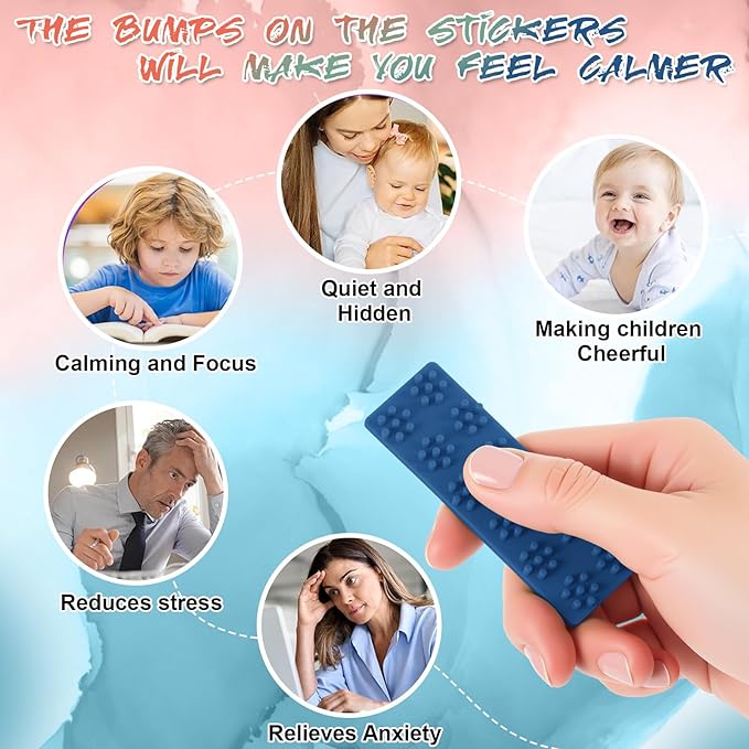 Ireer 6 Pcs Textured Sensory Stickers Silicone Calm Stickers Thick Sensory Strips Different Textures Mental Health Desk Fidget Decals for Anxiety Relief, Autism, ADHD Desk Gift
