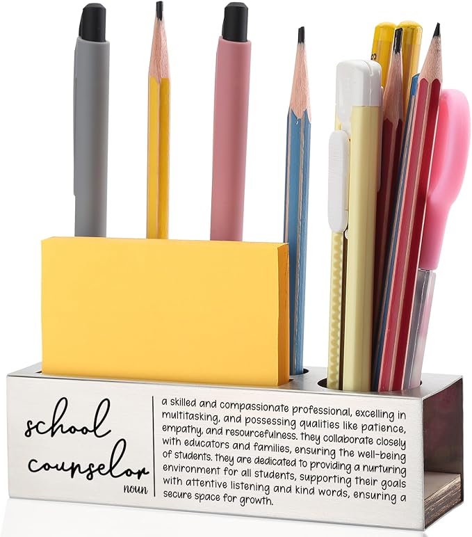 School Counselor Desk Pencil Holder Inspirational Gift for School Counselors Motivational Office Decor for Education Professionals Unique Pen Holder for Student Support EDP85