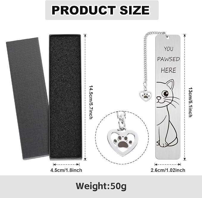 Cute Cat Gifts, Funny Cat Metal Bookmark for Reading Women, Book Accessories for Girls Cat Lovers, Retirement Gift for Women Book Lovers Men Friends