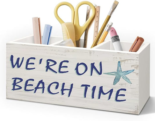 Beach Gifts Pen Holder for Home Office Desk, Coastal Office Decor, Beach Lover Gifts Makeup Brush Toothbrush Holder Organizer for Bathroom Desk Accessories