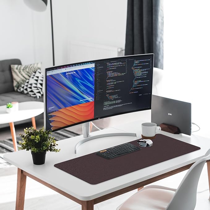 CADONO Leather Desk Pad Protector, Non-Slip PU Leather Large Mouse Pad, Easy Clean Desk Protector Mat, Writing Pad for Office/Home/Decor (Eggshell, 31.5" x 15.7")