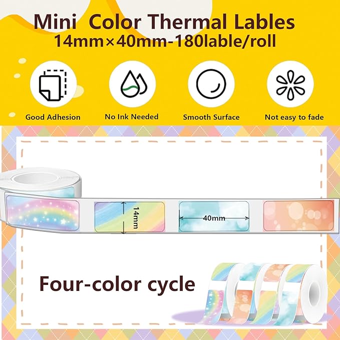 3 Rolls Compatible with D30/P11/HP1 Label Tapes, 14 x 40 mm, Prints barcodes, Names, Prices, Ideal for Home, School, and Office use (180 Labels/roll)