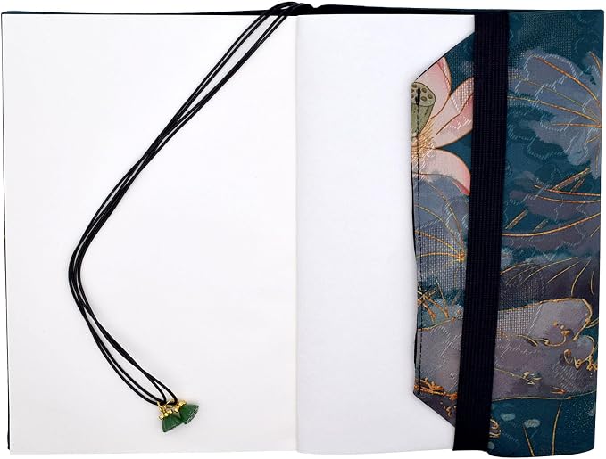 BLBMH B6 Notebook Cover 5x7.2 | Handmade Fixed Non-Stretch Fabric Sleeve with Bookmark | for Small Journal Planner Travelers Notebook | Gift for Women - Lotus