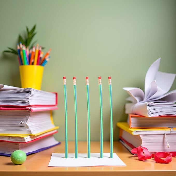 5 Pcs Green School Supplies Colorful Magic Bendy Flexible Soft Pencils Pen with Eraser Study Gift Woodcase Lead Pencils