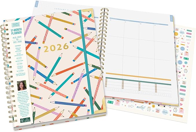 Orange Circle Studio 2026 Planner, Make Your Mark, Deluxe Extra Large Spiral Planners, Weekly & Monthly Spiral Notebook Planner For School or Work, Appointment, Budget & Goal Tracker