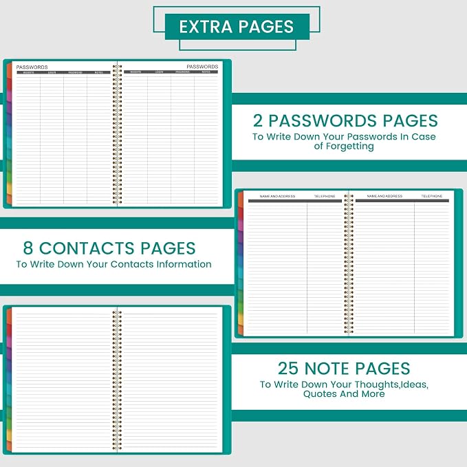 2026-2027 Monthly Planner - Jul 2026 - Dec 2027, 18 Months Calendar/Planner with Faux Leather, 8.86" x 11.4", 15 Notes Pages, Strong Twin - Wire Binding, Pocket, Monthly Tabs, Perfect Organizer- Green