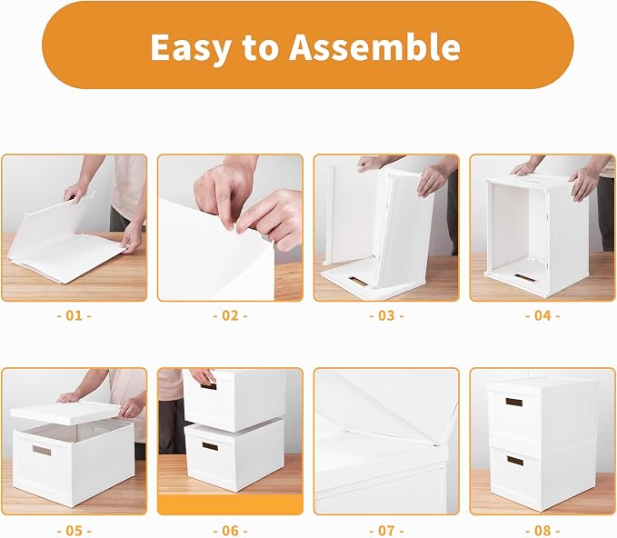 Seseno File Organizer File Box with Lid, Universal Hanging File Organizer, Letter/Legal Size File Folder Box, 2 Pack Plastic Office Document Filing Storage Bin