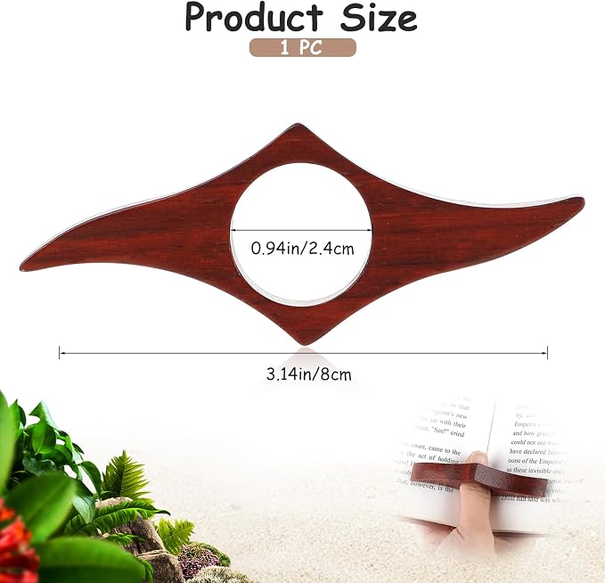 Sliverdew Natural Walnut Wood Thumb Book Page Holder, Universal Medium Size Page Spreader for Hands Free Reading, Premium Book Opener Bookmark, Unique Literary Gifts for Avid Readers Bookworms - 22mm