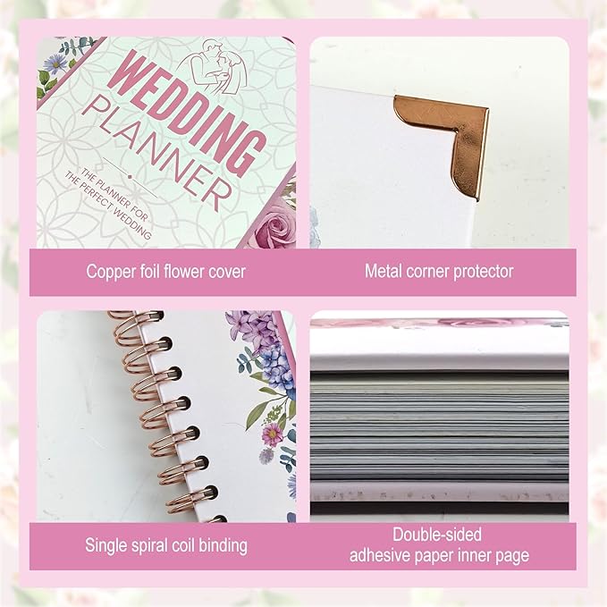 Wedding Planner Book and Organizer for Bride, Wedding Planning Binder & 4 Pages of Stickers, Engagement Unique Gifts for Couples, Wedding Planners Essentials, Easy Personalized Bridal Planning