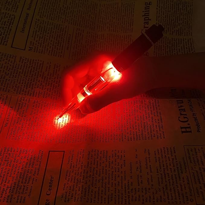 Glovion LED Light Pen, Lighted Ballpoint Pen Penlight for Nighttime Writing – Red Light with Black Shell- Pack of 3 Pens