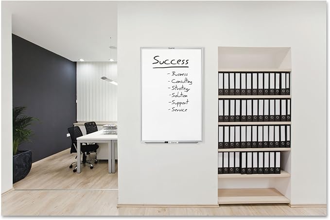 Quartet Magnetic Dry Erase White Board, 48"W x 36"H Whiteboard, Nano-Clean Surface Resists Ink Stains, Silver Aluminum Frame (SM534)