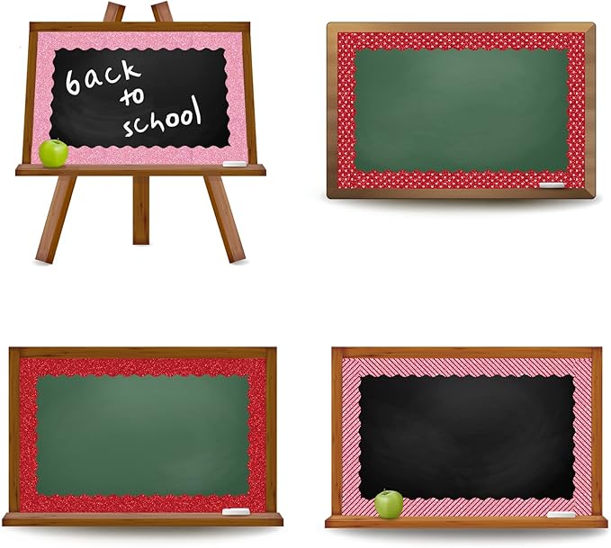 Whaline 69Ft Valentine's Day Glitter Bulletin Board Borders 5 Designs Shine Red Pink Heart Stripe Dot Decoration Trim Bulletin Board Stickers for Romantic School Classroom Office Party Decoration
