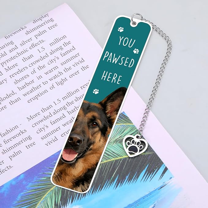 German Shepherd Gifts for Women Men, Gift for German Shepherd Lovers Owners, Dog Dad Gifts for Men, Bookmark Gift for Dog Lovers Kids Adults, Reading Accessories for Book Lover Bookworm Bookish Nerd