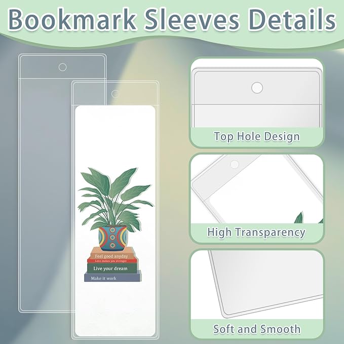 DSYIL 50 Sets Blank Bookmarks Making Kit, 50 Pcs Paper Bookmark Blanks, 50 Colorful Tassels, 50 Pcs Clear Bookmark Sleeves for DIY Book Mark Projects and Gift Tags