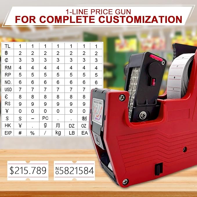 MX5500 Price Labeler Gun - 1-Line Sticker Applicator for Pricing, Tagging