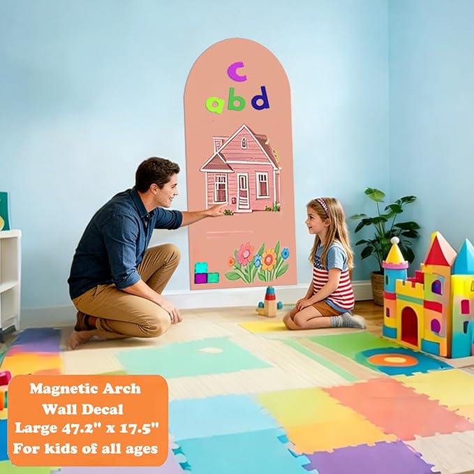 Arch Magnetic Chalkboard Wall Decal 47.2"x17.5" Self Adhesive Chalk Board Wallpaper for Home School Peel and Stick Chalkboard Magnet Contact Paper Roll Alternative Blackboard Paint
